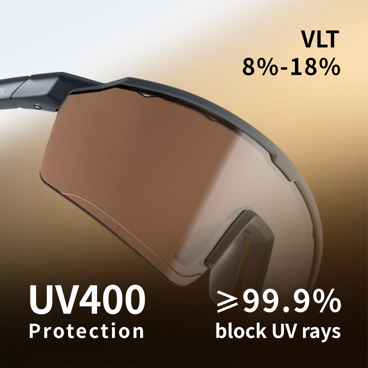 MPB sports sunglasses with brown lens and black/gray frame close-up