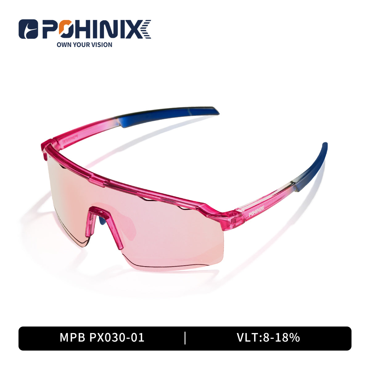 MPB sunglasses with pink frames, dark blue accents, and pink tinted lenses
