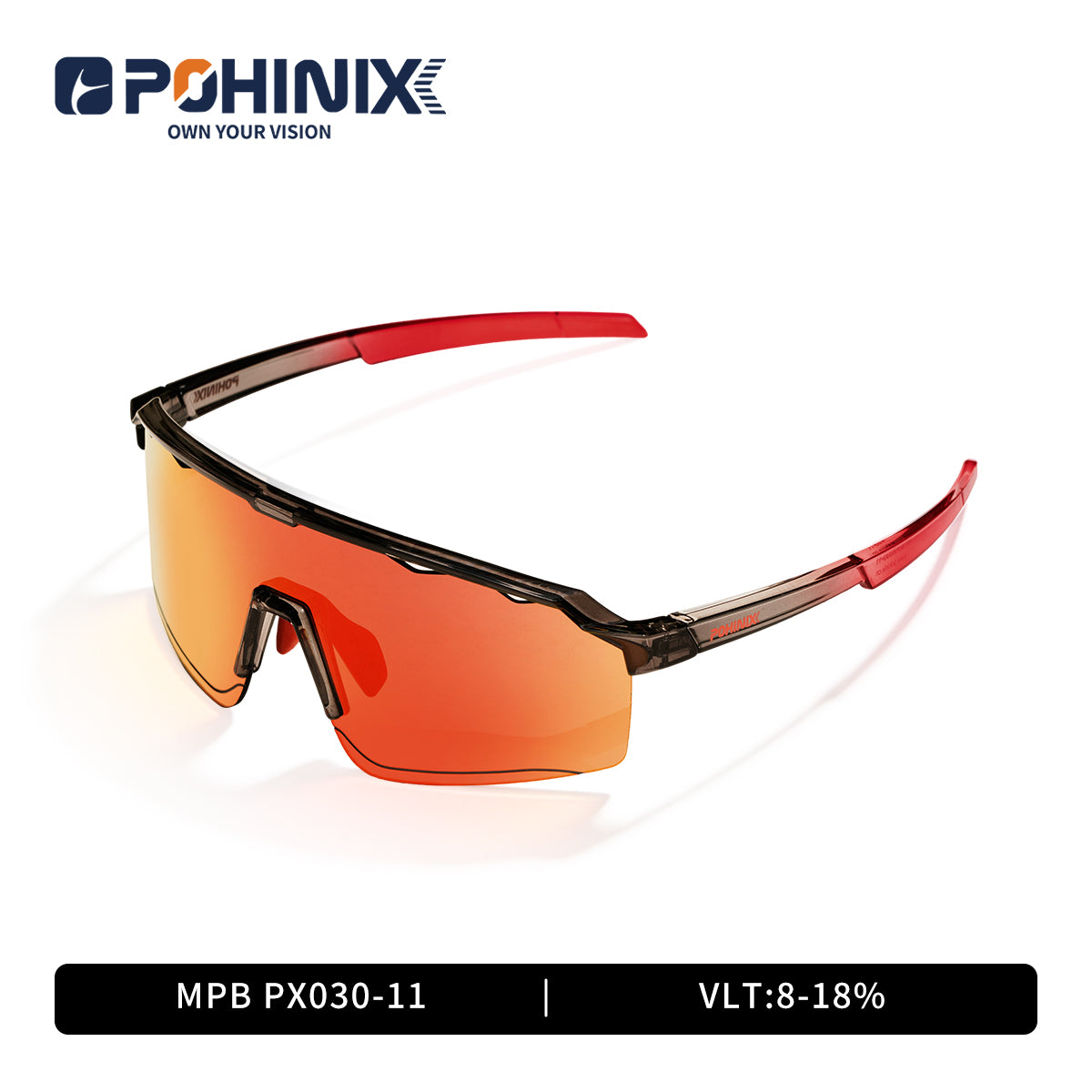 MPB sunglasses with black frames and red reflective lenses
