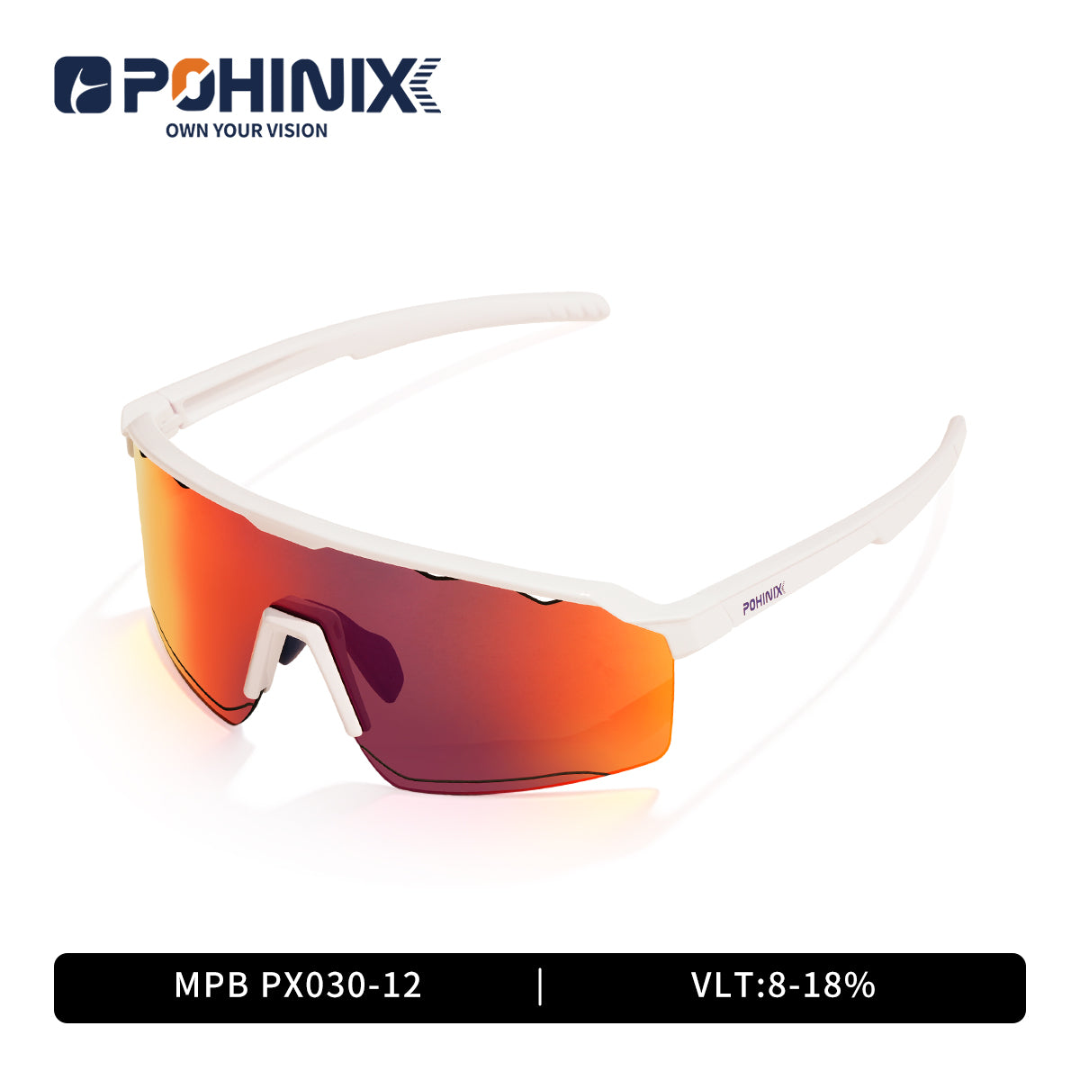 MPB sunglasses with white frames and red reflective lenses